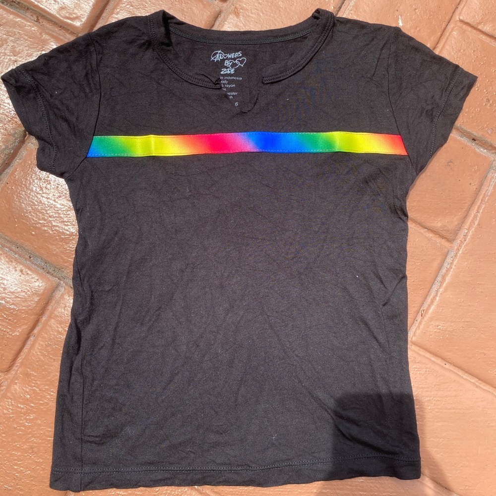 Flowers by Zoe rainbow taping tee